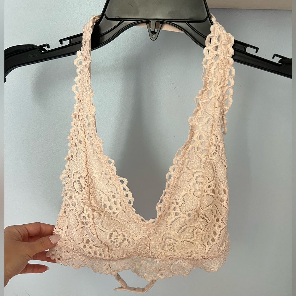 Aerie halter neck lace bralette in peach :)